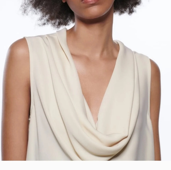 Zara Cream Cowl neck top. Size medium - Picture 2 of 12